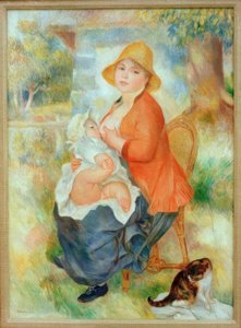 マタニティ。彼女の子供を母乳で育てる女性 作： Pierre Auguste Renoir