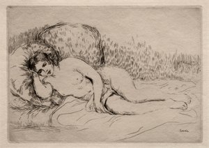 横になっている裸の女性 作： Pierre Auguste Renoir