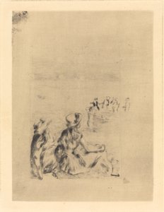 ビーチで - ベルヌヴァル シュル ラ プラージュで - ベルヌヴァル、1892 年。 作： Pierre Auguste Renoir