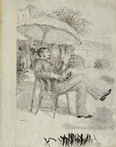 ボルディゲーラのホテルのテラスで：画家ジャンマルタンが彼の法案をレビュー（1881年） 作： Pierre Auguste Renoir