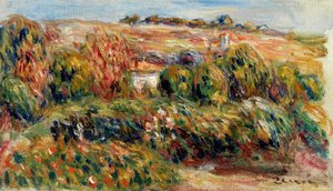プロヴァンスの風景 (フランス)。 ピエール オーギュスト ルノワール (1841-1919) の絵画、キャンバスに油彩、1900 年頃。 フランス美術、20 世紀、印象派。 プライベート コレクション。 作： Pierre Auguste Renoir