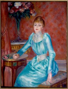 Madame de Bonnieresの肖像。フィガロ』誌の小説家・評論家ロベール・ド・ボニエール（1850-1905）の妻、アンリエット・ド・ボニエール（1854-1906）。ピエール・オーギュスト・ルノワール（1841-1919）による絵画 1889年 日1,17x0,89 m パリ、ペトロ・パレ美術館