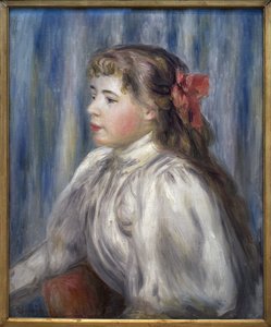 若い女の子の肖像。ピエール・オーギュスト・ルノワール（1841-1919）による絵画、1892年頃、油彩・キャンバス。フランス美術 作： Pierre Auguste Renoir