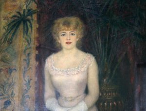「女優ジャンヌ サマリーの肖像」、1878 年。 作： Pierre Auguste Renoir