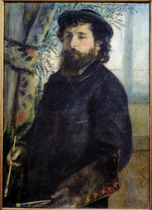 画家クロード・モネ(1840-1926)の肖像 ピエール・オーギュスト・ルノワール(1841-1919)の絵画 1875年 Sun.0,85x0,6 m Paris, musee d