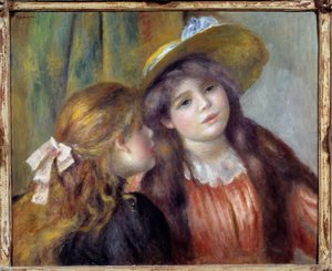 二人の少女の肖像。ピエール・オーギュスト・ルノワール（1841-1919）の絵画