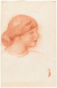 若い女性の横顔 1910年頃（赤チョーク） 作： Pierre Auguste Renoir