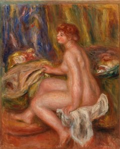 座っている女性の裸体、プロフィール ビュー 作： Pierre Auguste Renoir