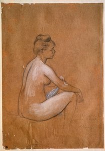 座る浴女絵画：ピエール・オーギュスト・ルノワール（Pierre-Auguste 作： Pierre Auguste Renoir