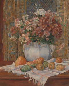 花ととげのある梨のある静物、1885年頃（キャンバスに油彩） 作： Pierre Auguste Renoir