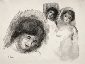 3つのスケッチのある石 作： Pierre Auguste Renoir