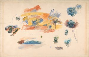 風景、樹木、エキゾチックな果物の研究、約。 1885年。 作： Pierre Auguste Renoir