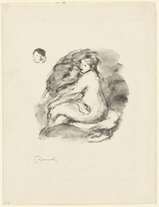 座っている裸の女性の研究、バリアント 作： Pierre Auguste Renoir
