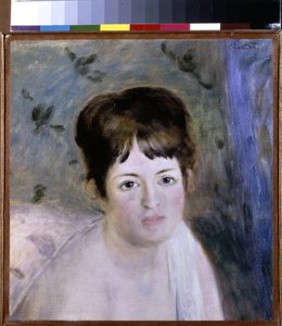 女性の頭。 ピエール・オーギュスト・ルノワールの絵画 (ピエール=オーギュスト・ルノワール)