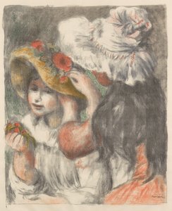 花でピン留めされた帽子 ピン留めされた帽子、1898年。 作： Pierre Auguste Renoir