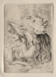 ハットピン (ベルト・モリゾの娘といとこ)、1 皿目 作： Pierre Auguste Renoir