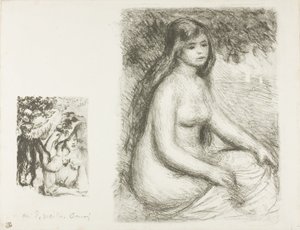 ピン留めされた帽子と入浴者 作： Pierre Auguste Renoir