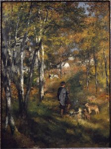 フォンテーヌブローの森で犬を連れた画家ジュール・ル・クール 絵画 ピエール＝オーギュスト・ルノワール（1841-1919） 1866年 薄手 105x79cm サンパウロ美術館（ブラジル 作： Pierre Auguste Renoir