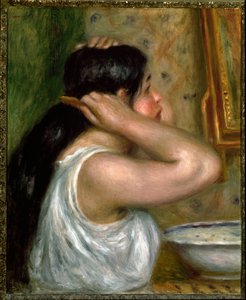 トイレ：自分を描く女性（油彩・キャンバス