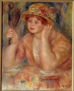 鏡の中の女性ピエール・オーギュスト・ルノワール（1841-1919）の絵画