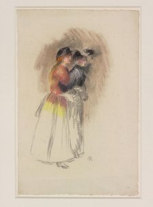 右側を歩く二人の女性 1890年頃 （黒チョーク、パステル）