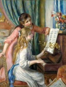 ピアノで二人の若い女の子、1892 作： Pierre Auguste Renoir