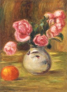 バラの花瓶とオレンジ、1910 作： Pierre Auguste Renoir