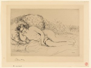 左に横たわる女性 作： Pierre Auguste Renoir