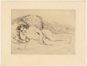 左に横たわる女性 作： Pierre Auguste Renoir