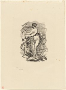 グレープバインを持つ女性、第 1 変形 作： Pierre Auguste Renoir