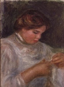 ハサミを持つ女性 作： Pierre Auguste Renoir