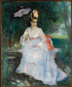 庭に日傘をさす女性（リーズ・トレオ） 作： Pierre Auguste Renoir