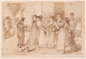 外大通りの労働者の娘たち（エミール・ゾラ『アソモワール』の挿絵） 作： Pierre Auguste Renoir