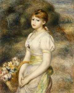 花のバスケットを運ぶ少女;花のバスケットを運ぶ少女1888 作： Pierre Auguste Renoir