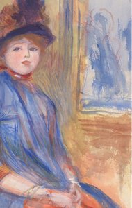 青いドレスの少女、ca。 1890 作： Pierre Auguste Renoir