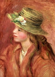 麦わら帽子の少女、1908年頃 作： Pierre Auguste Renoir