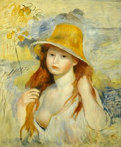 麦わら帽子の少女、1884 作： Pierre Auguste Renoir