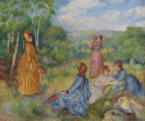 バドミントンをする若い女性、1887年頃 作： Pierre Auguste Renoir