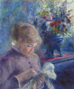 若い女性の縫製、1879年 作： Pierre Auguste Renoir