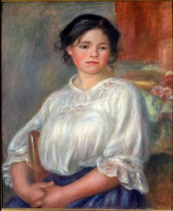 座っている若い女性 作： Pierre Auguste Renoir