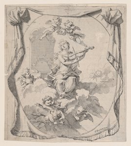 天使に支えられた雲の上の聖セシリア, 1696., 1696. 作： Pierre Berchet