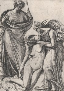 彼らの隣に立っている、彫刻のかすかな擬人化を裏付ける研究、フラン...、1607-61。 作： Pierre Biard