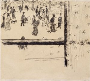 Boulevard des Batignolles、c.1896-8（紙にブラシと黒インク） 作： Pierre Bonnard