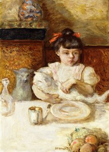 子供と猫; Enfant et Chats、c.1906（キャンバスに油彩） 作： Pierre Bonnard