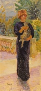 猫を持つ女性。 1912 作： Pierre Bonnard