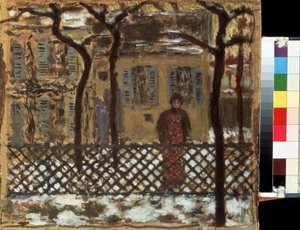 フェンスの後ろ。 ピエール・ボナール (1867-1947) の絵画 作： Pierre Bonnard