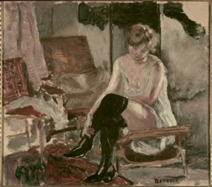 彼女の寝椅子の若い女性の研究 作： Pierre Bonnard