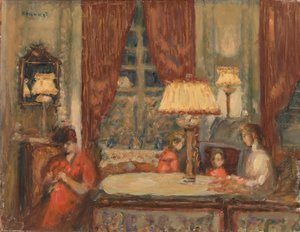 ランプの下での夜 作： Pierre Bonnard