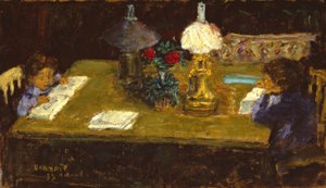 インテリア。テラスの子供たち 作： Pierre Bonnard