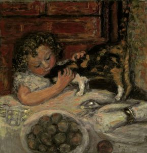 猫と少女 作： Pierre Bonnard